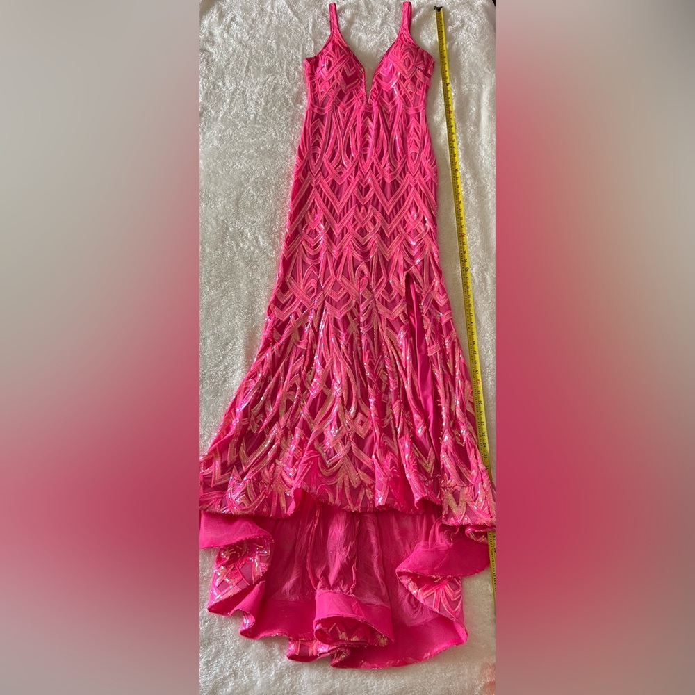 Jovani formal prom dress, 14, iridescent sequin, bright pink